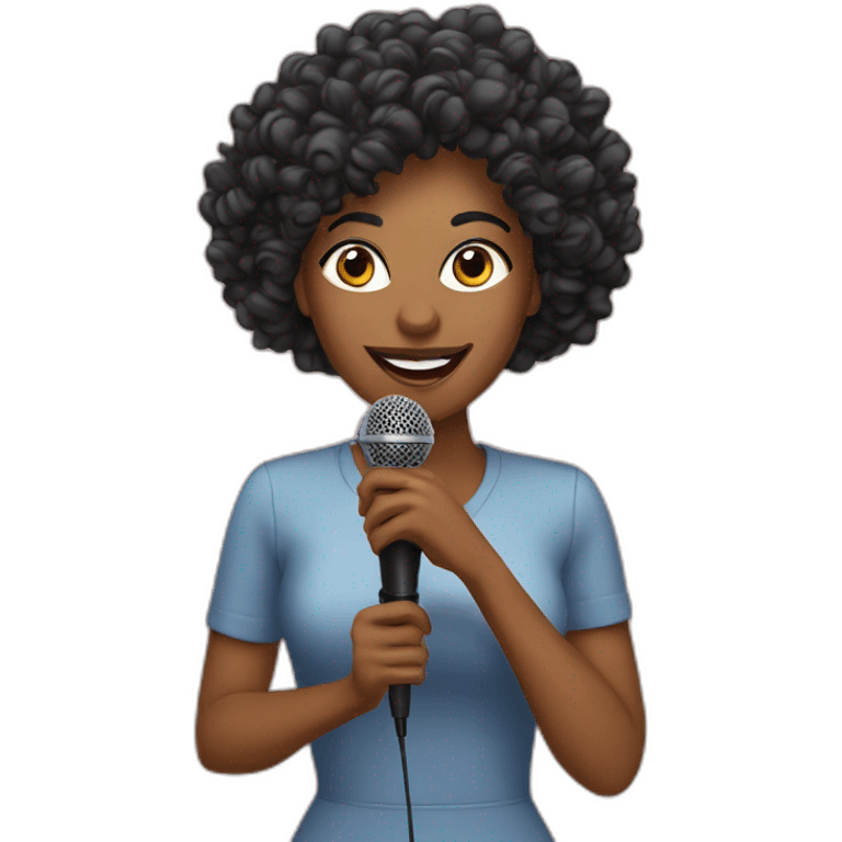 podcast host curly woman with microphone emoji