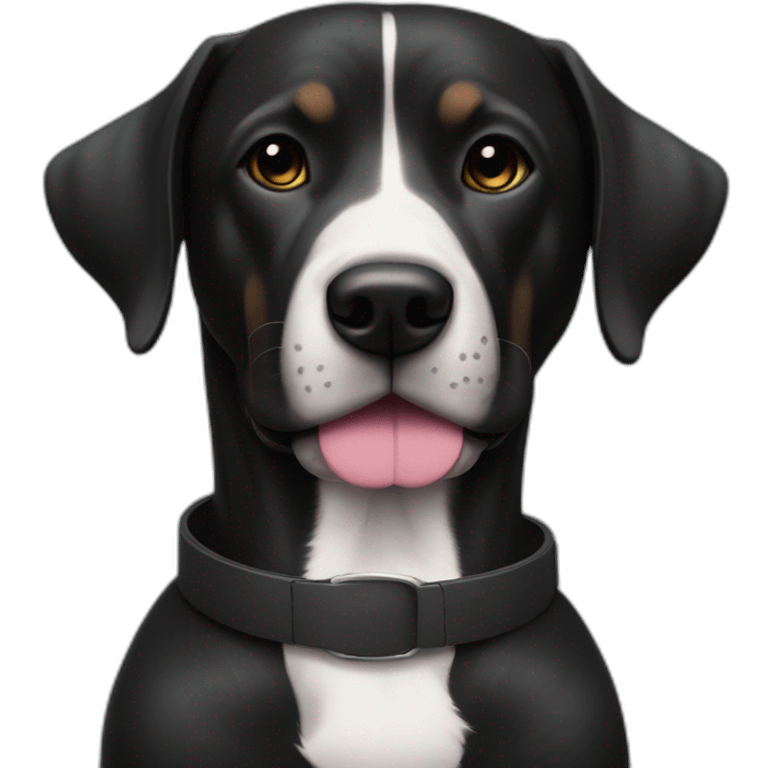 perro negro con linea blanca en el cuello con collar rosado emoji