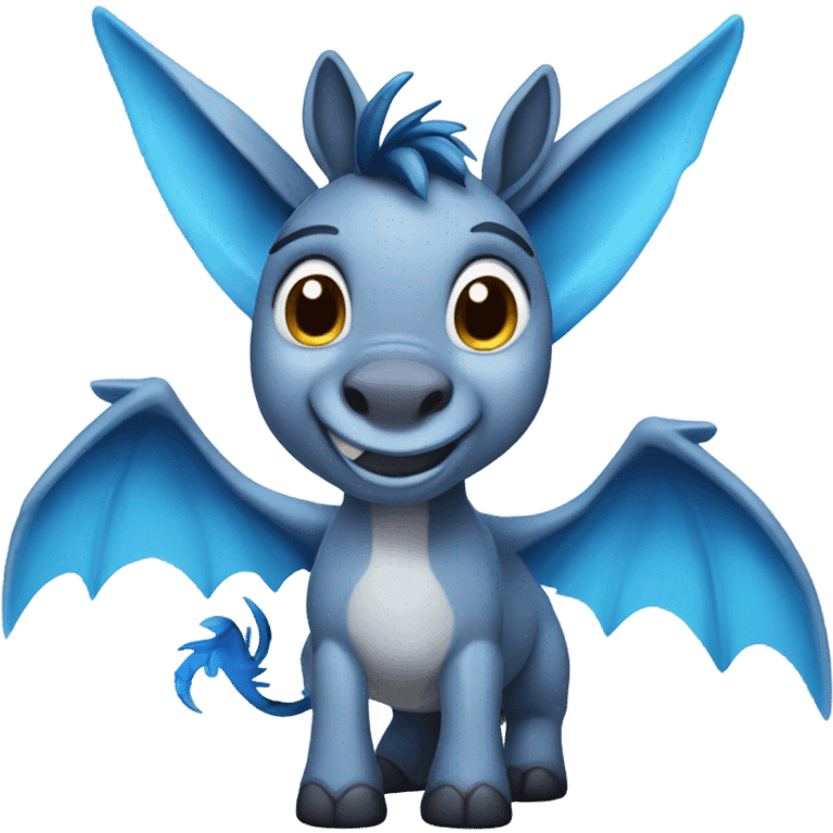 cute Donkey with blue dragon wings emoji