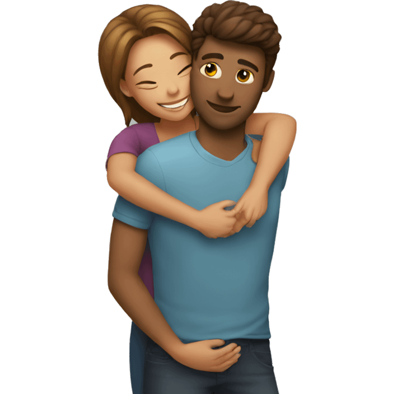 Woman hugging a man emoji