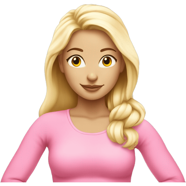  yoga blonde light girl in pink yoga emoji