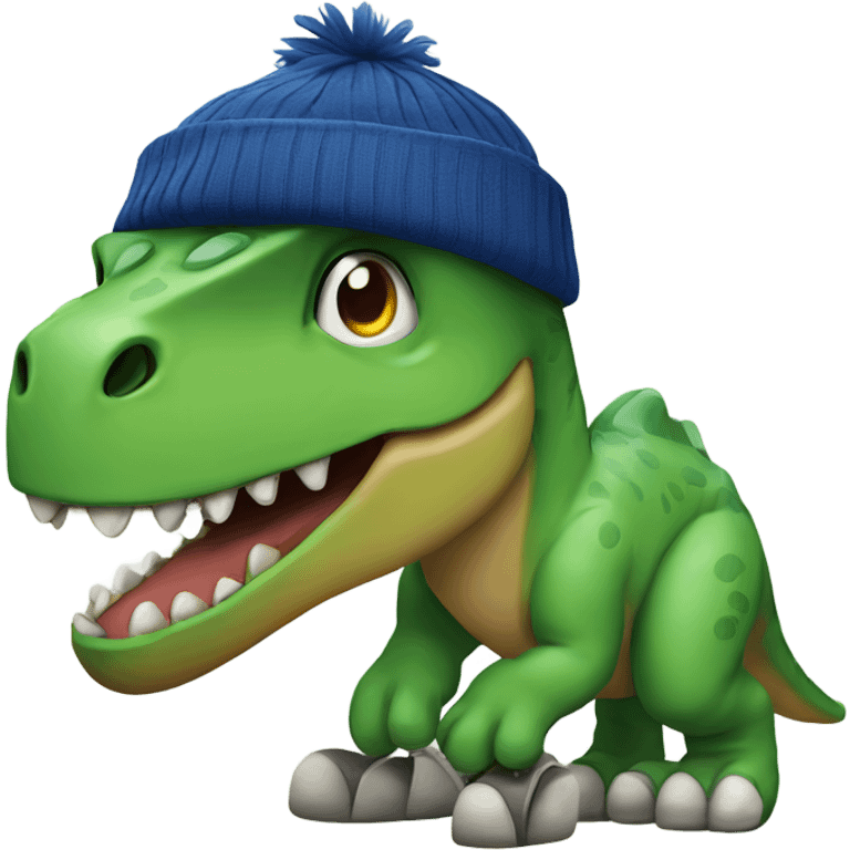 dinosaur wearing shoes and a beanie emoji