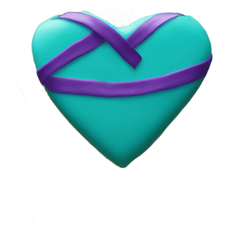 Cookie heart with teal purple awareness ribbon emoji