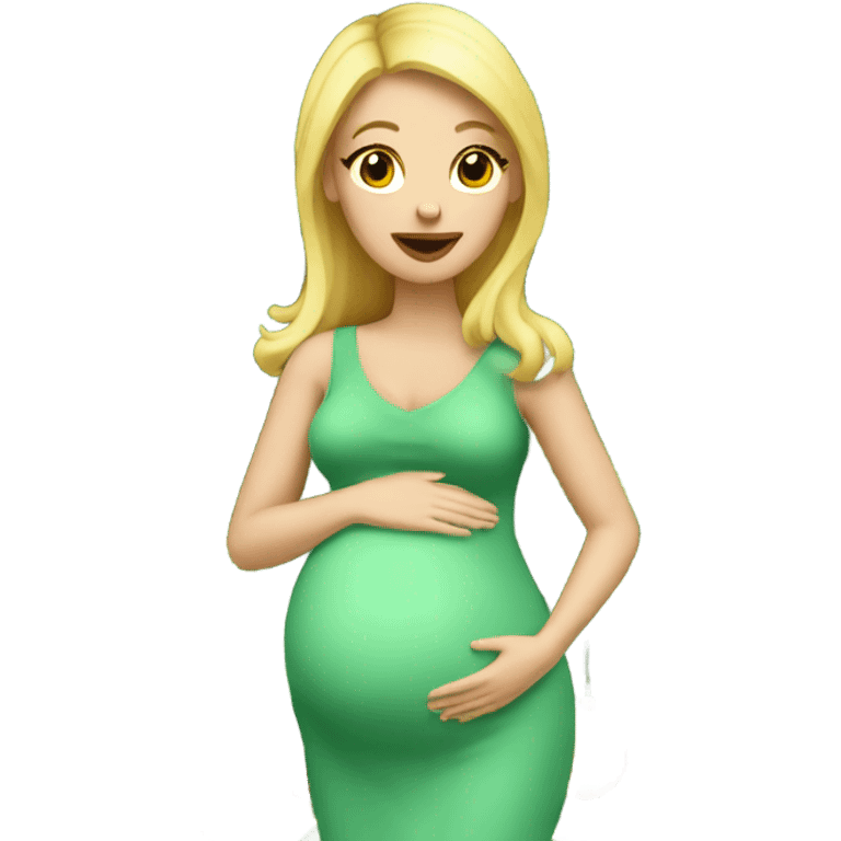 blonde pregnant woman at the Christmas tree emoji