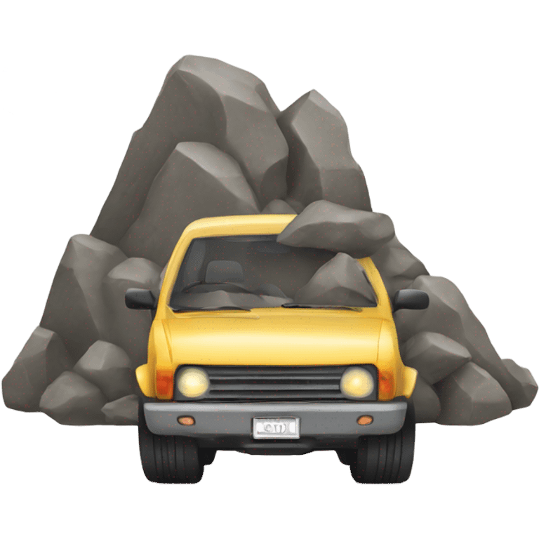 car and mountain rock hazard emoji