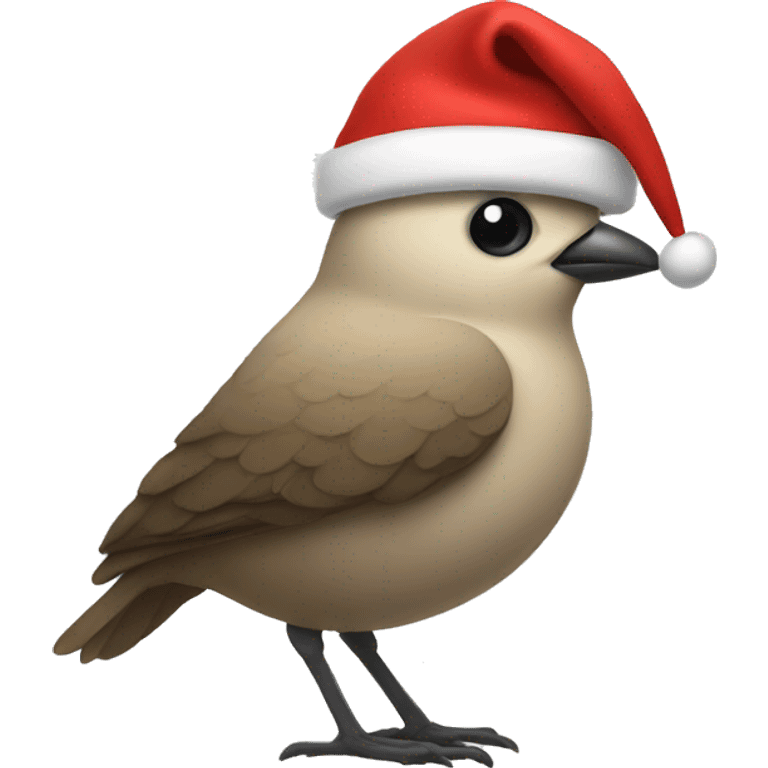 Bird wearing a Santa hat emoji