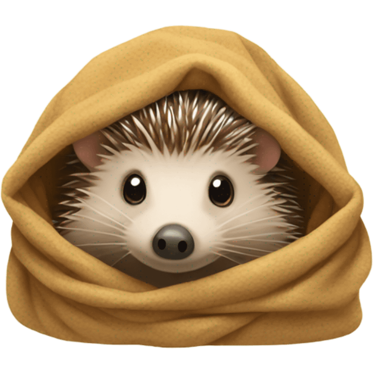 Hedgehog wrapped in blanket emoji