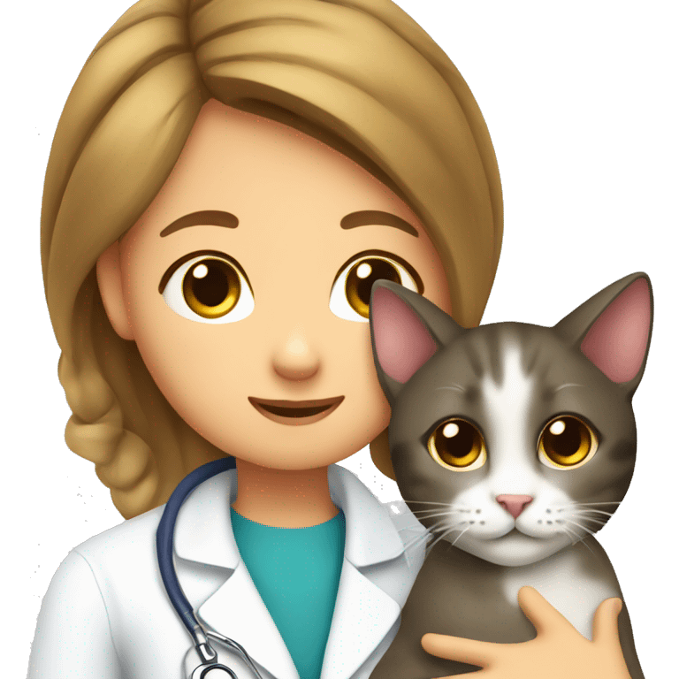 cat cuddles veterinarian girl emoji