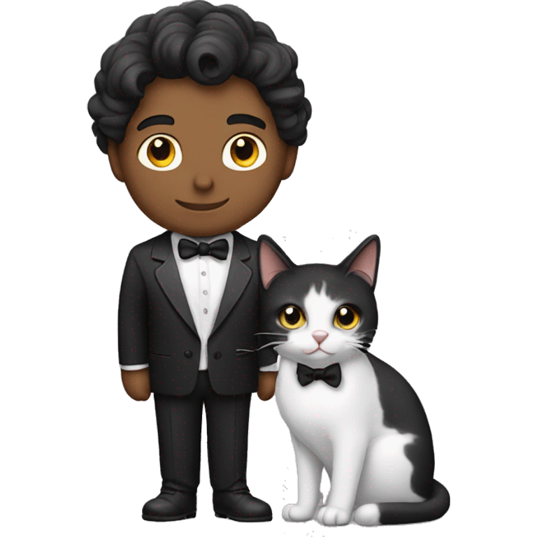 Guy with tuxedo cat  emoji