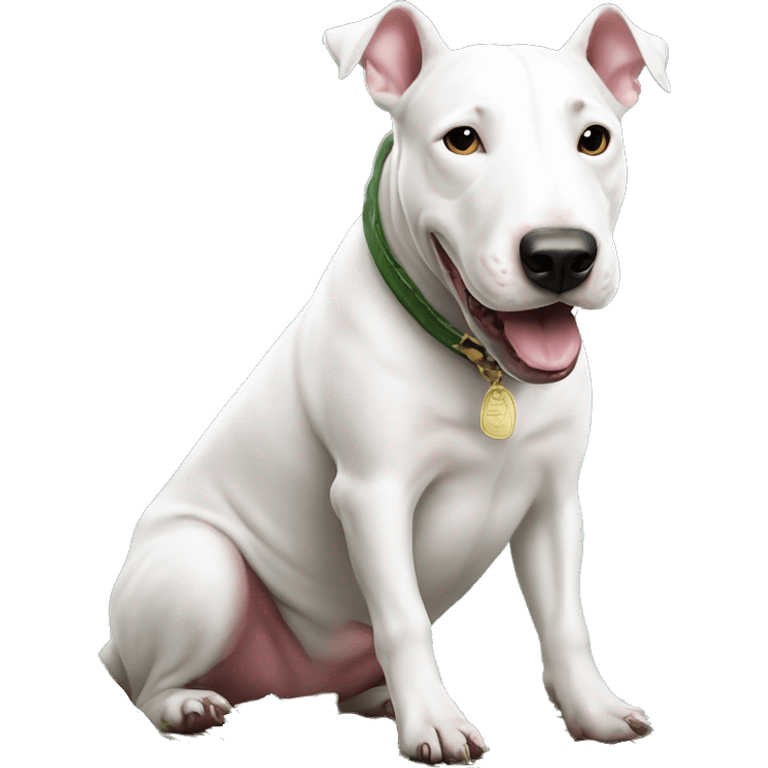 White bull terrier with pile of cash money  emoji