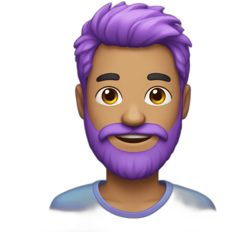 man with purple hair and glittery pink beard emoji