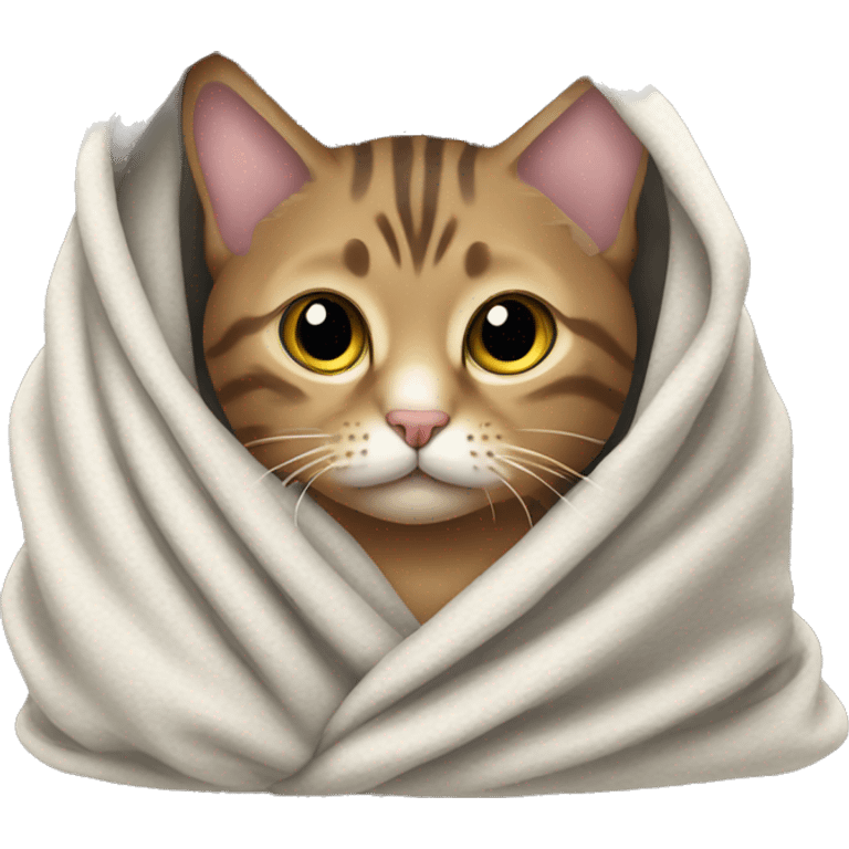 tabby cat wrapped in blanket emoji