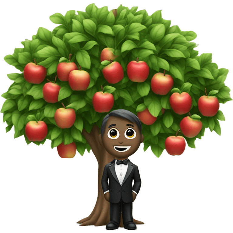 Apple tree wearing a tuxedo emoji