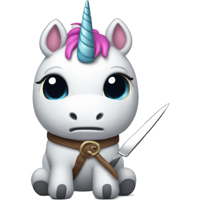 unicorn holding knife emoji