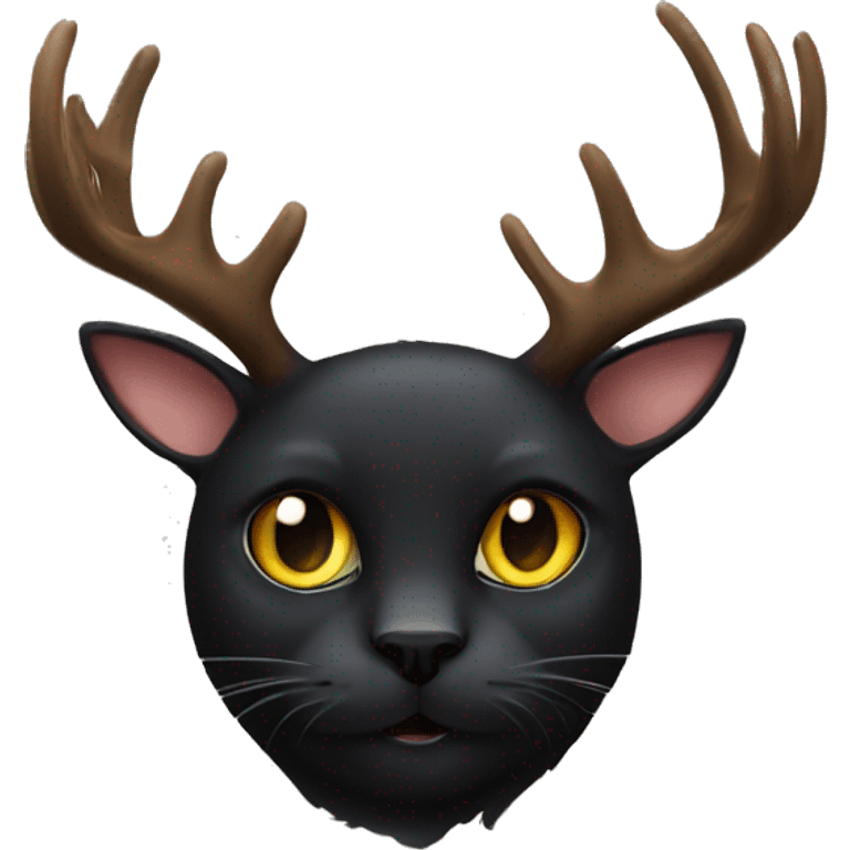 all black cat with moose antlers emoji