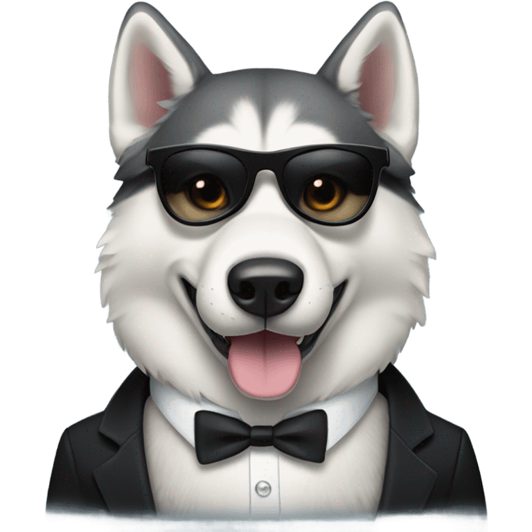 husky wearing a tux and sun glasses  emoji