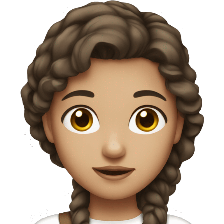 Girl with darkbrown hair short brown eyes and white skirt emoji