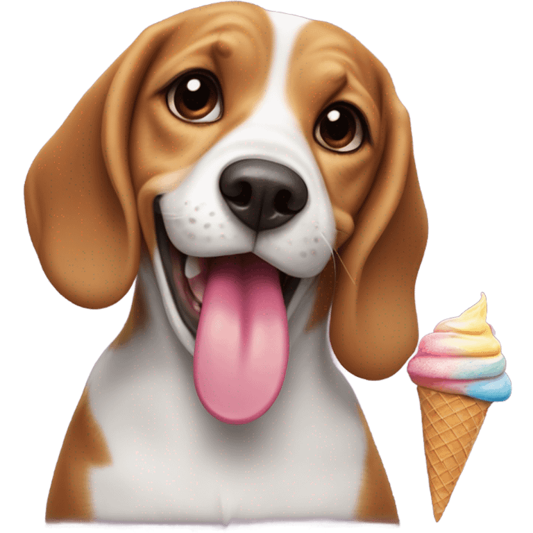 Beagle eating ice cream emoji