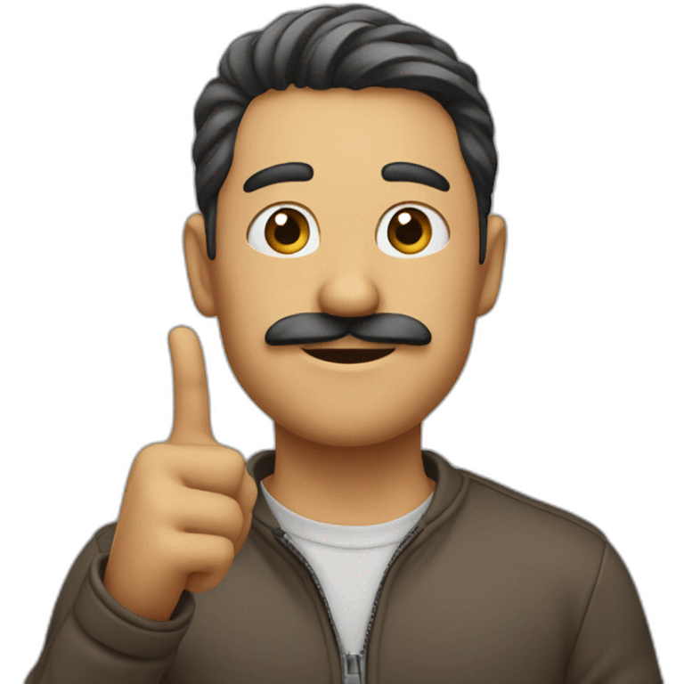 a guy raising hand with small mustache emoji