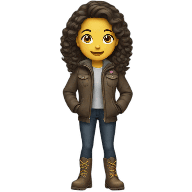 Girl wear jacket and boots emoji