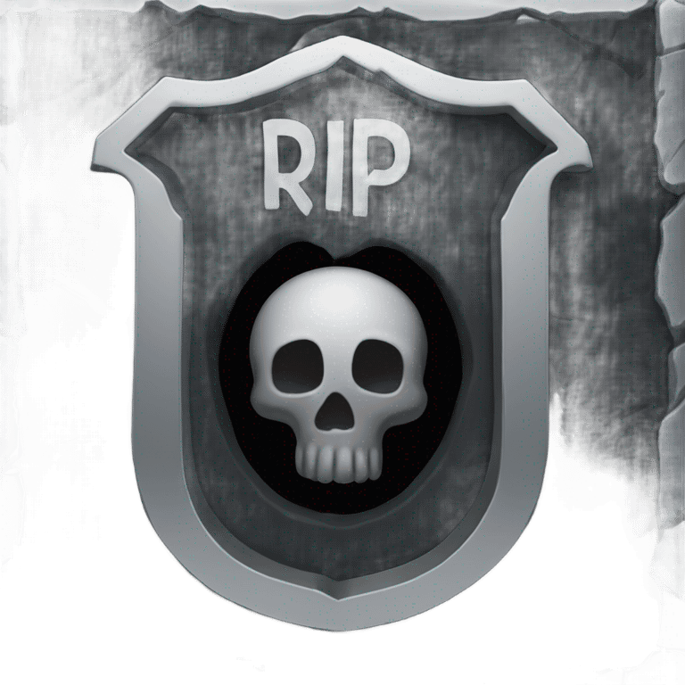 a black grave with the letters RIP on a silver  emoji