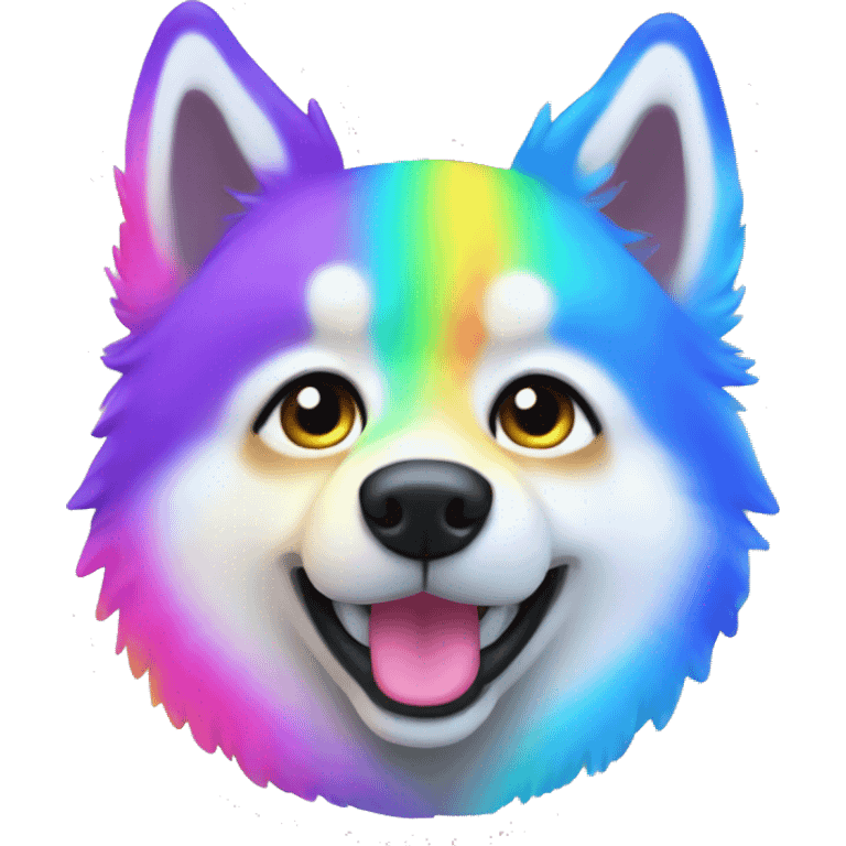 neon rainbow husky cute emoji