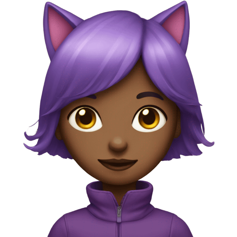 girl with purple cat emoji