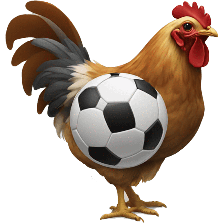 a hen playing football emoji