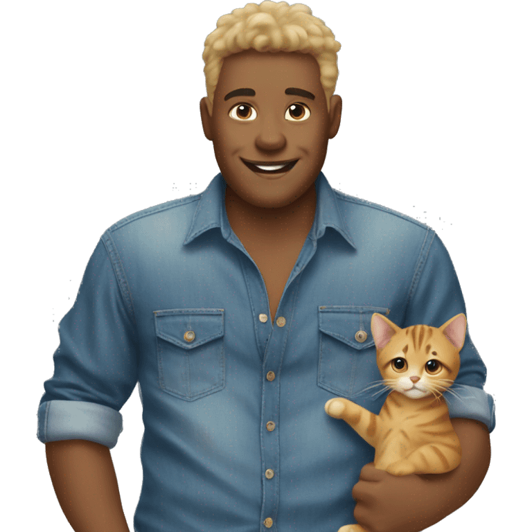 one big cat and one little cat in denim shirts emoji