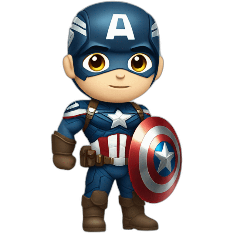 Cute Captain America, full body view, holding his shield is his hand emoji