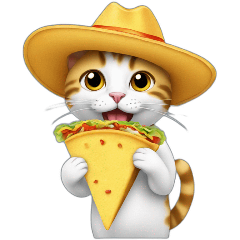 Cat eating taco with hat  emoji