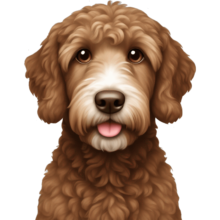 Brown labradoodle with white strip on chest emoji