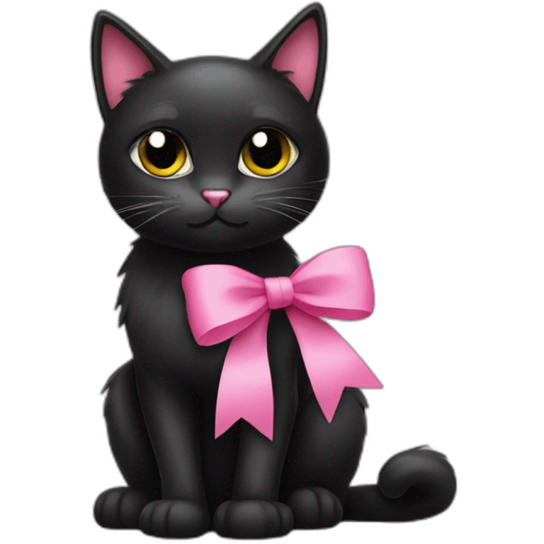 black cat with pink bow  emoji