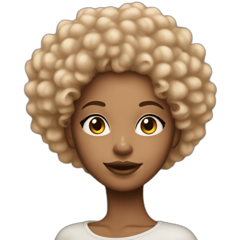 light skin black girl with long afro hair and nose pierced emoji