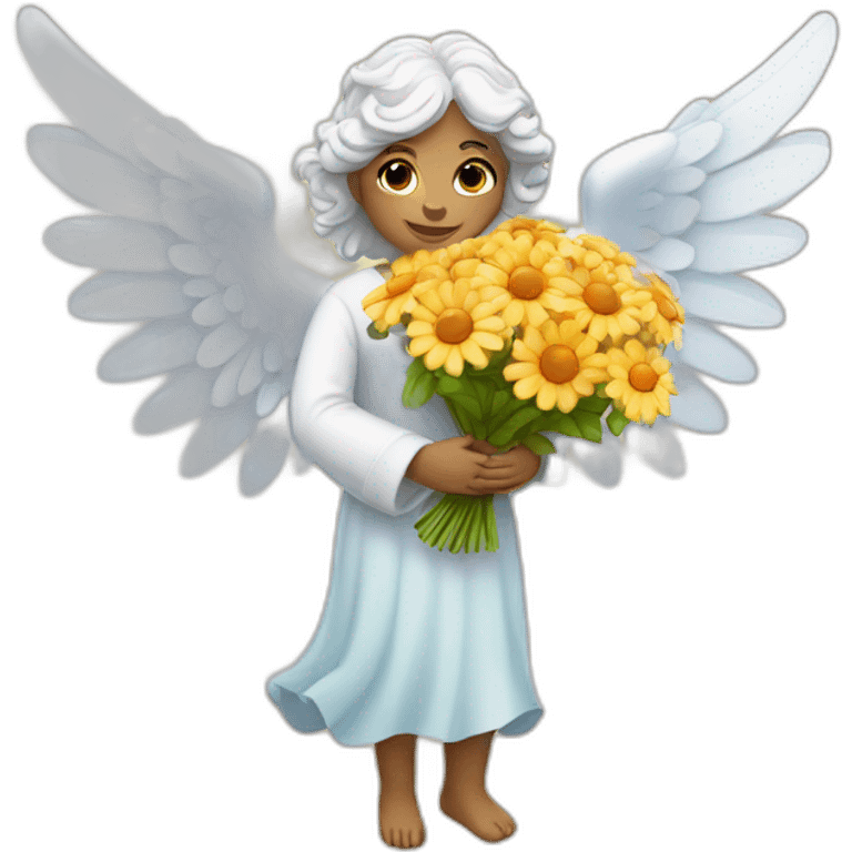 angel with bouquet of flowers emoji