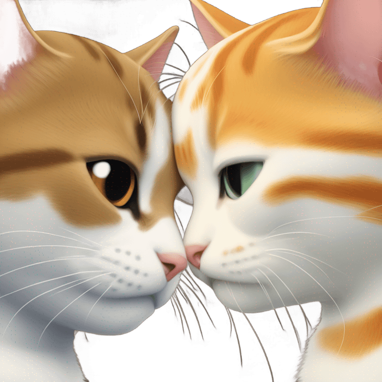 Tuxedo cat and orange tabby cat kissing emoji