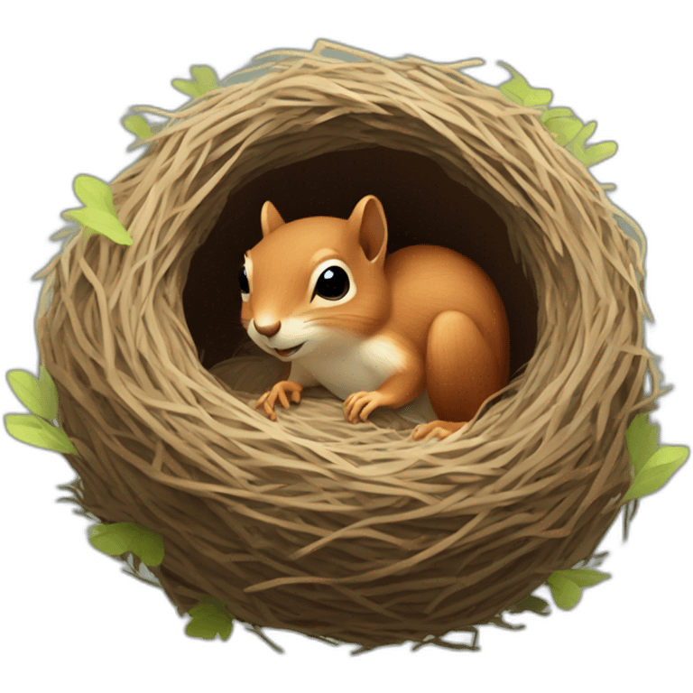 a squirrel is lying in a bird's nest emoji