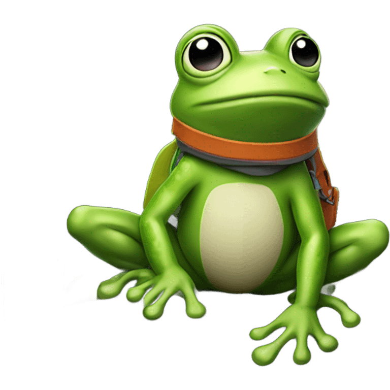 A frog mountaineering  emoji