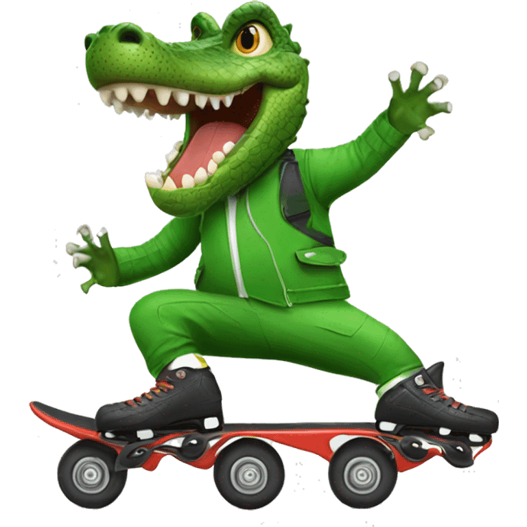 Crocodile rollerblading emoji