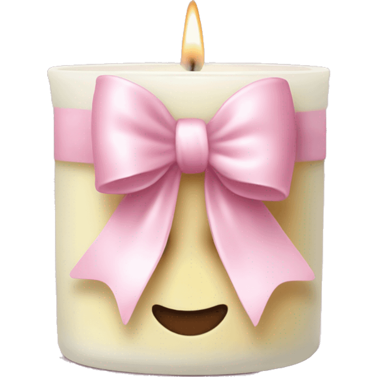 vanilla scented candle with light pink bow emoji