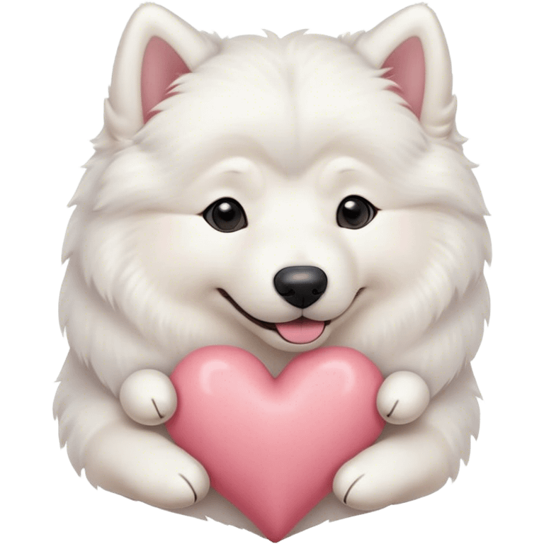 samoyed hug with pastel hearts emoji