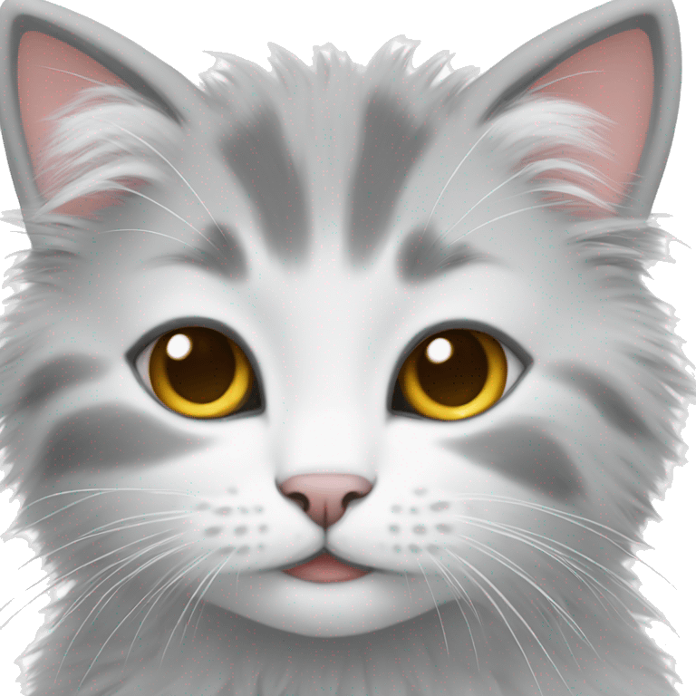 white-gray fluffy kitten emoji