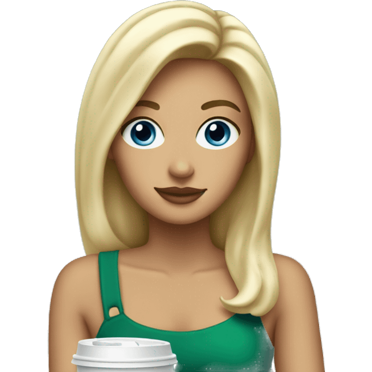 Starbucks cup drink with blonde girl blue eyes  emoji