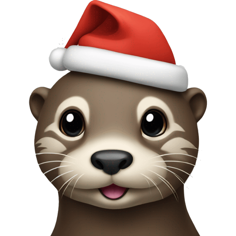 Otter with Christmas hat emoji