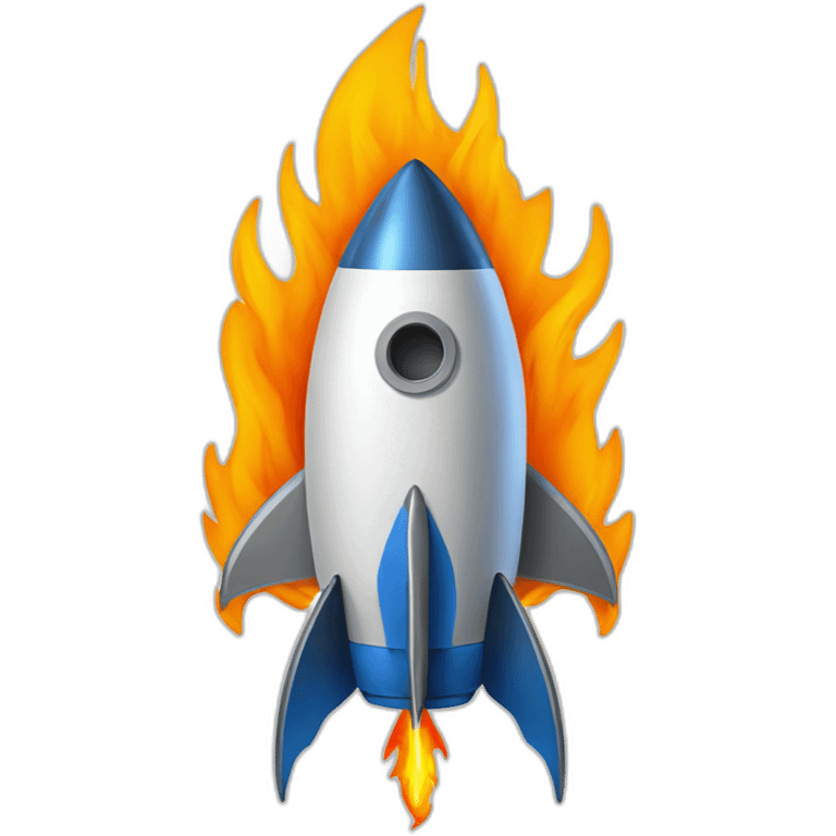 rocket with flame shaped as Ukrainian trident emoji