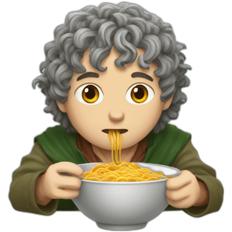 Frodo eating ramen emoji