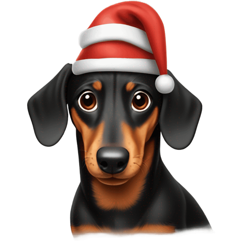 Dachshund wearing Santa hat emoji