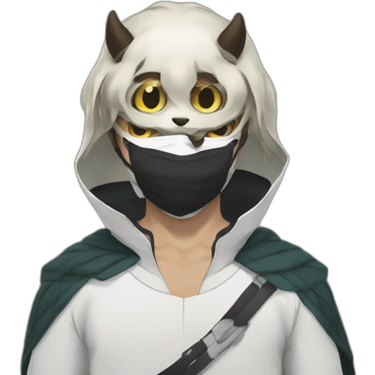 Inosuke from the anime Demon Slayer wears a mask emoji