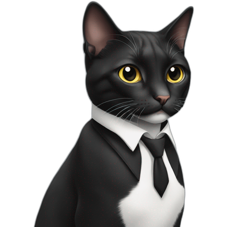 Tuxedo cat in tie emoji