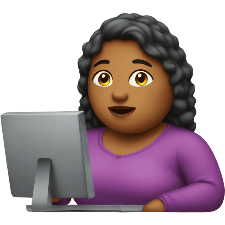 Fat girl at computer emoji